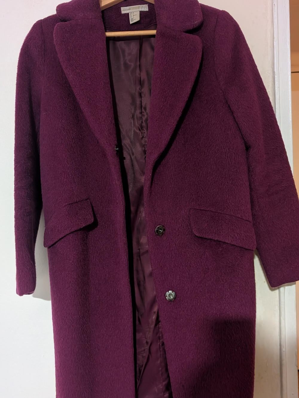 H&M Women's Pea Coat in Deep Plum